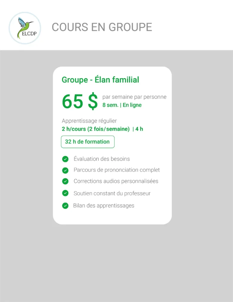 Cours d’anglais pour les familles (2 fois par semaine)