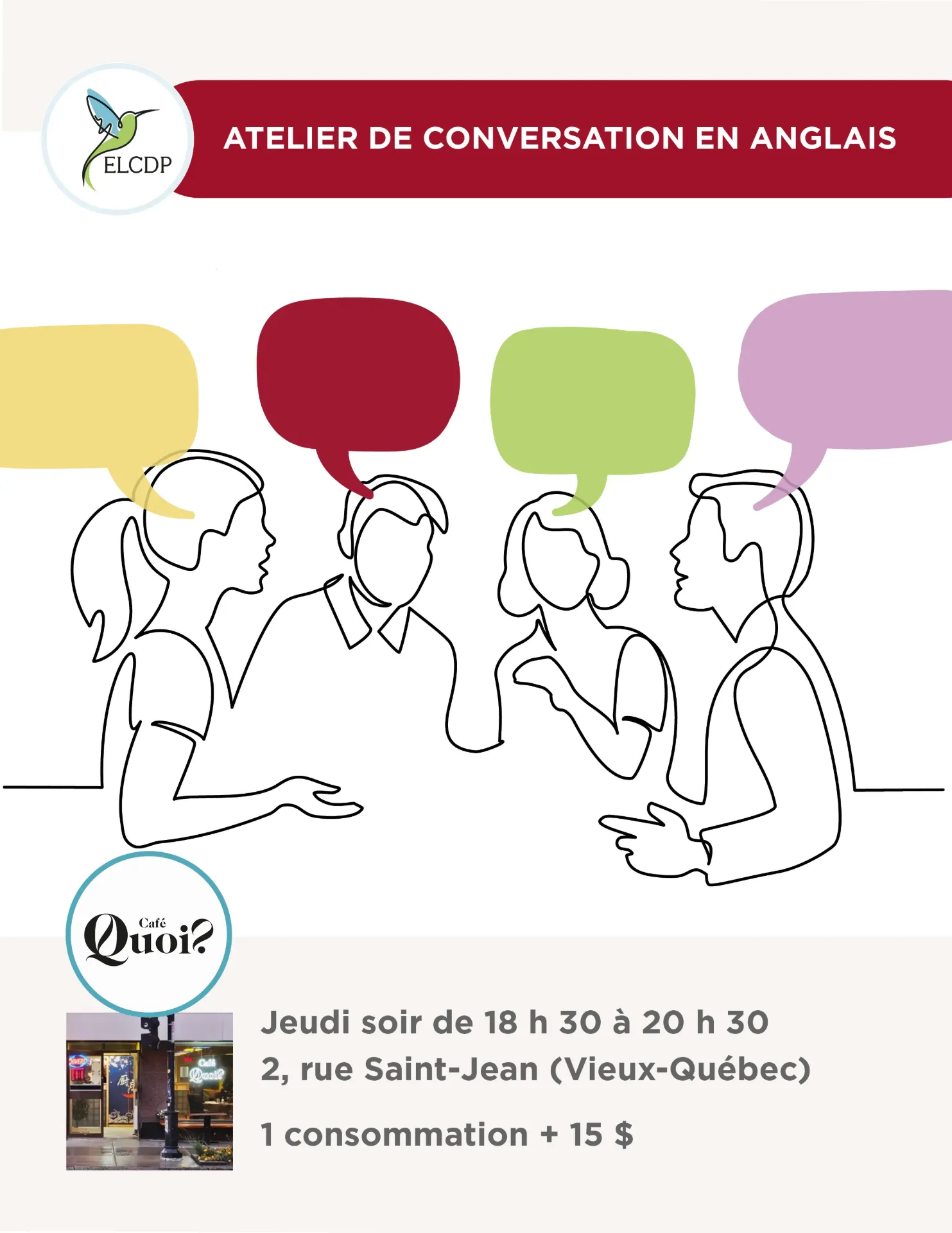 [ELCDP-ATELIER-ANG-A26] Ateliers de conversation en anglais - Café Quoi?