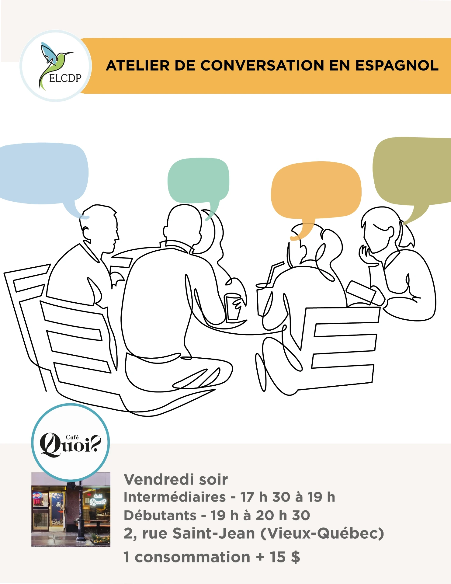 [ELCDP-ATELIER-ESP-A26] Ateliers de conversation en espagnol - Café Quoi
